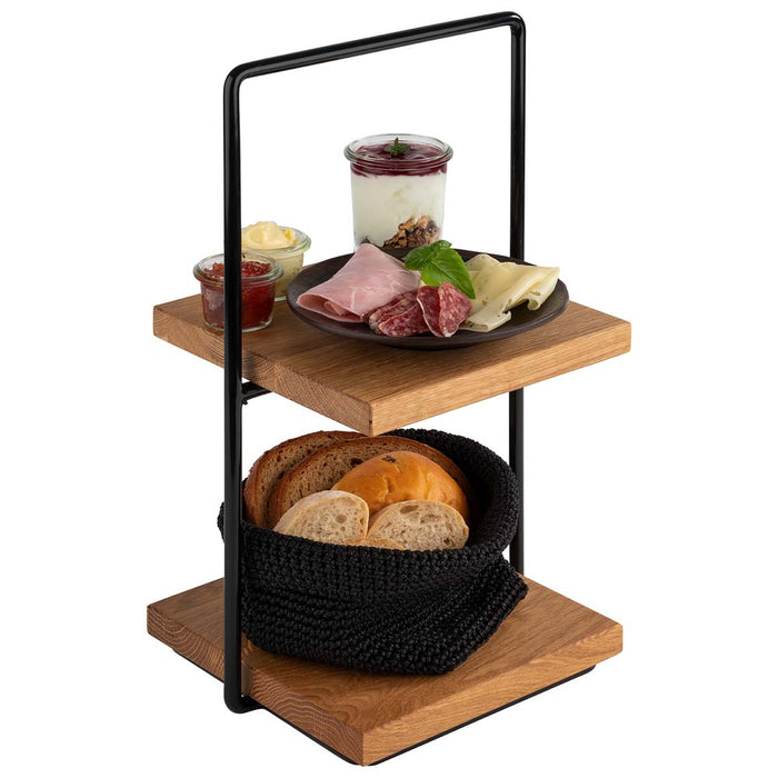 PERFECTO SMALL -  Etagère - 2 stufig - 21 x 23 x 40,5 cm - Metal/Eichenholz