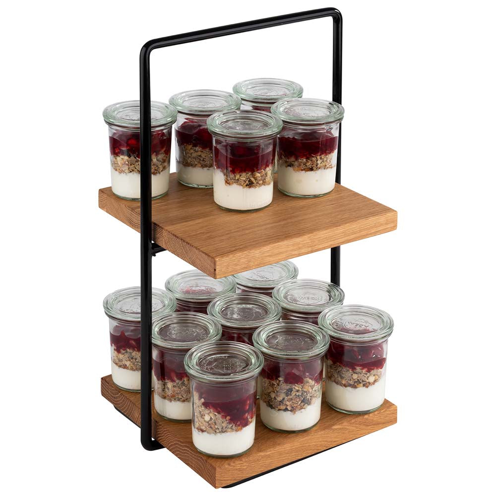 PERFECTO SMALL -  Etagère - 2 stufig - 21 x 23 x 40,5 cm - Metal/Eichenholz