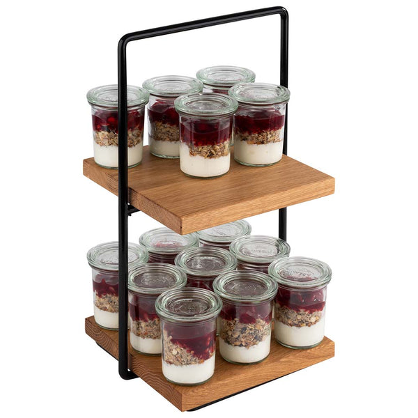 PERFECTO SMALL -  Etagère - 2 stufig - 21 x 23 x 40,5 cm - Metal/Eichenholz