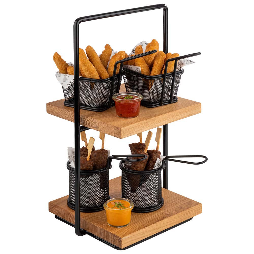 PERFECTO SMALL -  Etagère - 2 stufig - 21 x 23 x 40,5 cm - Metal/Eichenholz