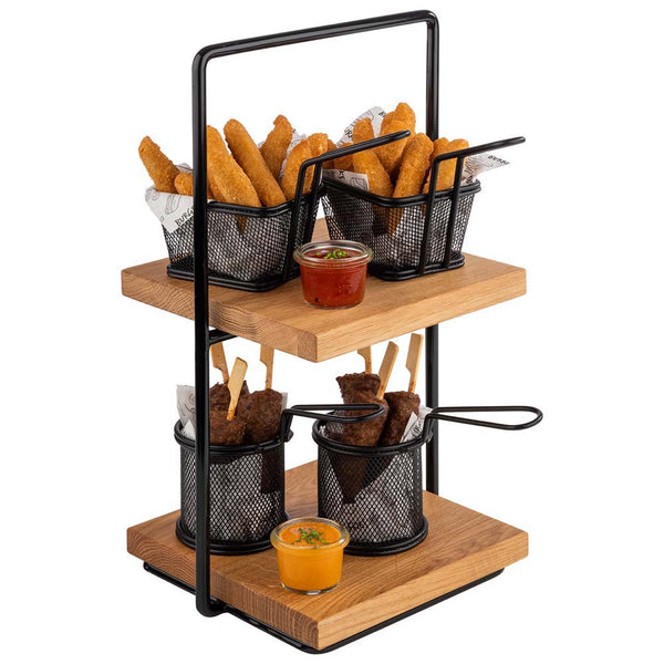 PERFECTO SMALL -  Etagère - 2 stufig - 21 x 23 x 40,5 cm - Metal/Eichenholz