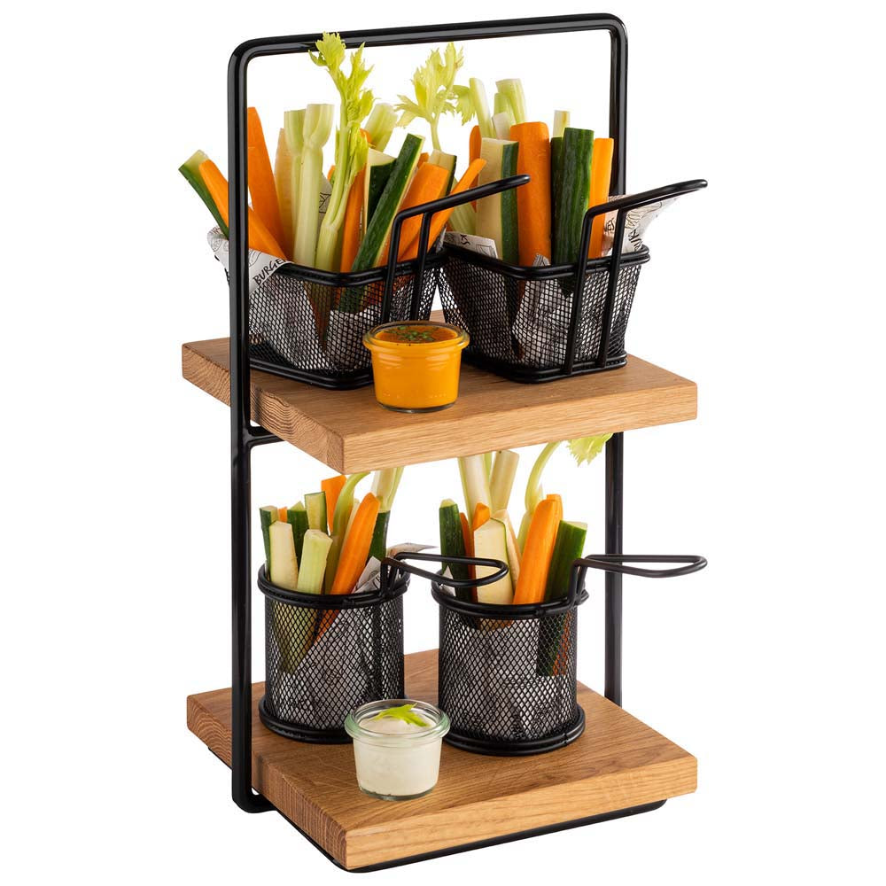 PERFECTO SMALL -  Etagère - 2 stufig - 21 x 23 x 40,5 cm - Metal/Eichenholz