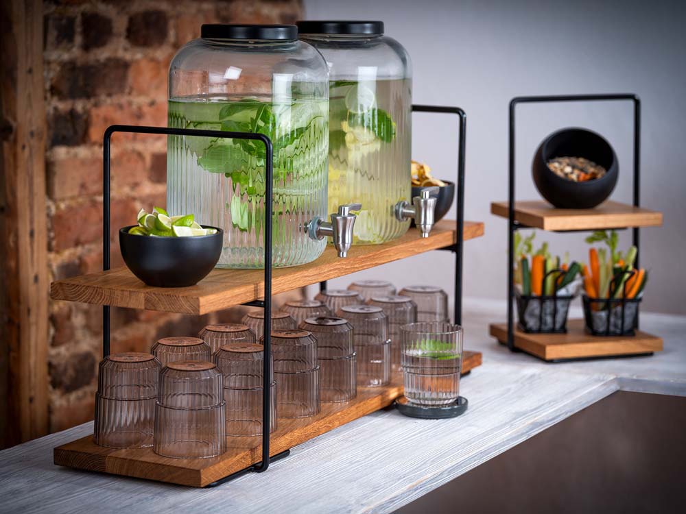 PERFECTO SMALL -  Etagère - 2 stufig - 21 x 23 x 40,5 cm - Metal/Eichenholz