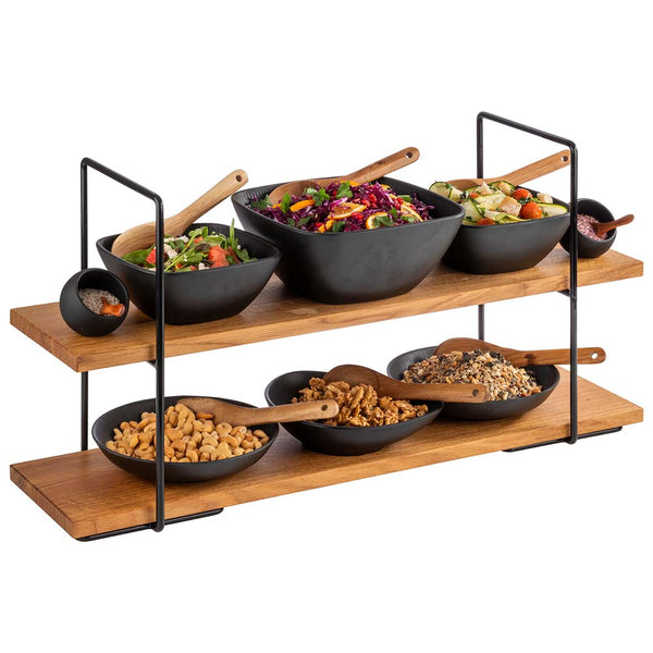 PERFECTO LARGE -  Etagère - 2  stufig - 80 x 23 x 40,5 cm - Metal/Eichenholz