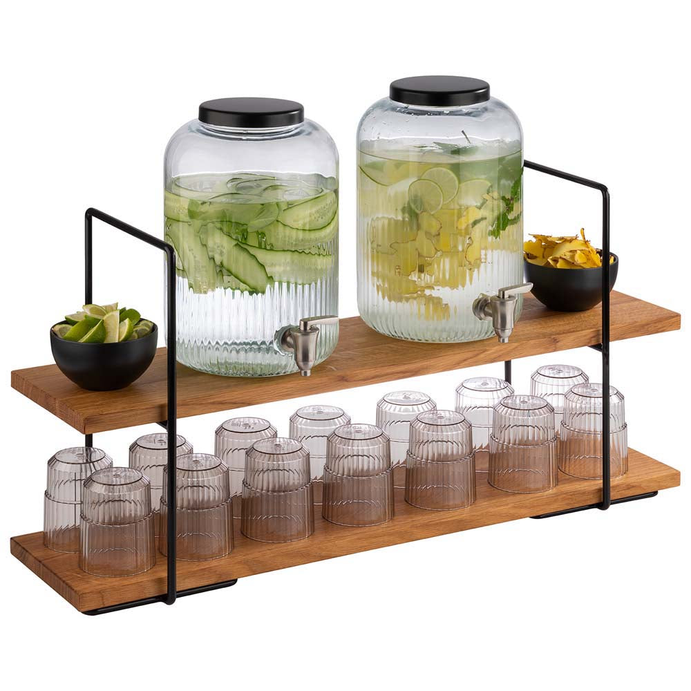 PERFECTO LARGE -  Etagère - 2  stufig - 80 x 23 x 40,5 cm - Metal/Eichenholz