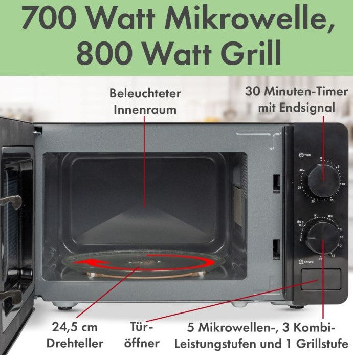 Mikrowelle MWG 792 - 20 Liter - 800 Watt/Schwarz