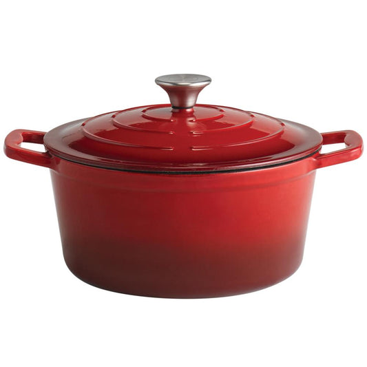 5 STARS Gusseisentopf mit Deckel - 4 l - (Ø 25 x 11,5 cm) - Rot