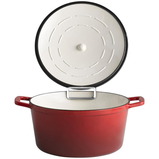 5 STARS Gusseisentopf mit Deckel - 6 l - (Ø 28 x 13 cm) - Rot