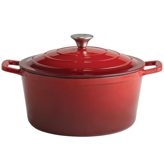 5 STARS Gusseisentopf mit Deckel - 6 l - (Ø 28 x 13 cm) - Rot