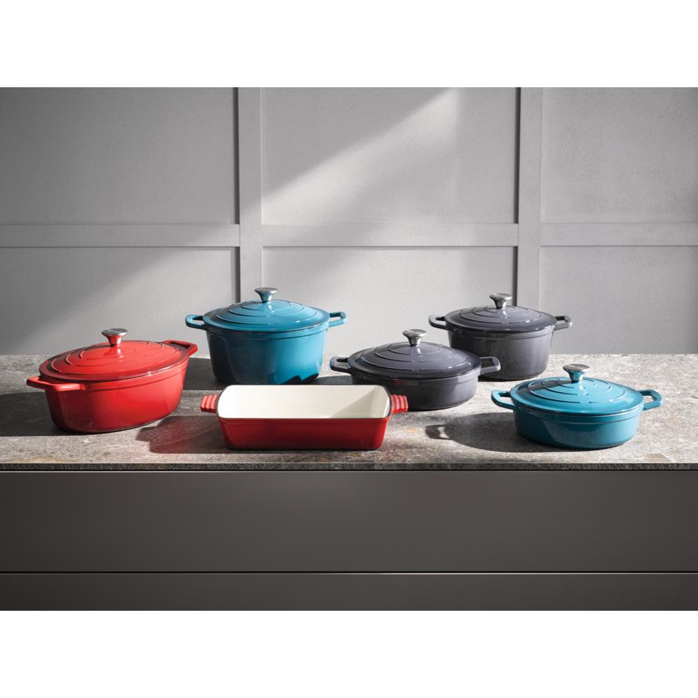 5 STARS Gusseisenbräter mit Deckel - 2,5 l - (Ø 25 x 7 cm)- Rot