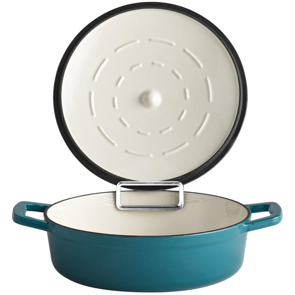 5 STARS Gusseisenbräter mit Deckel  - 2,5 l - (Ø 25 x 7 cm)- Türkis