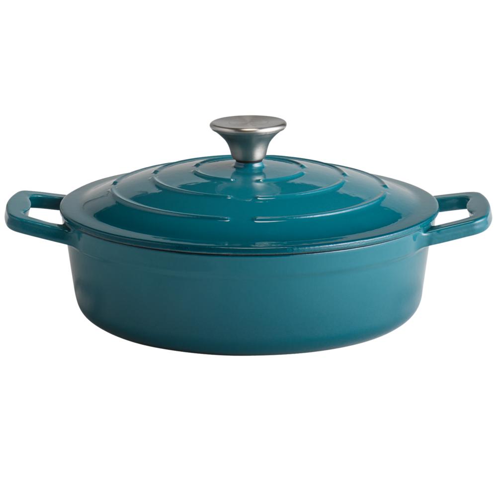 5 STARS Gusseisenbräter mit Deckel  - 2,5 l - (Ø 25 x 7 cm)- Türkis