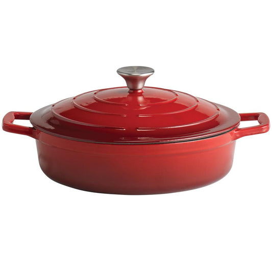 5 STARS Gusseisenbräter mit Deckel - 3 l - (Ø 28 x 13 cm) - Rot