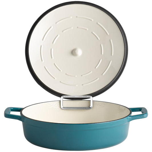 5 STARS Gusseisenbräter mit Deckel - 3 l - (Ø 28 x 13 cm) - Türkis