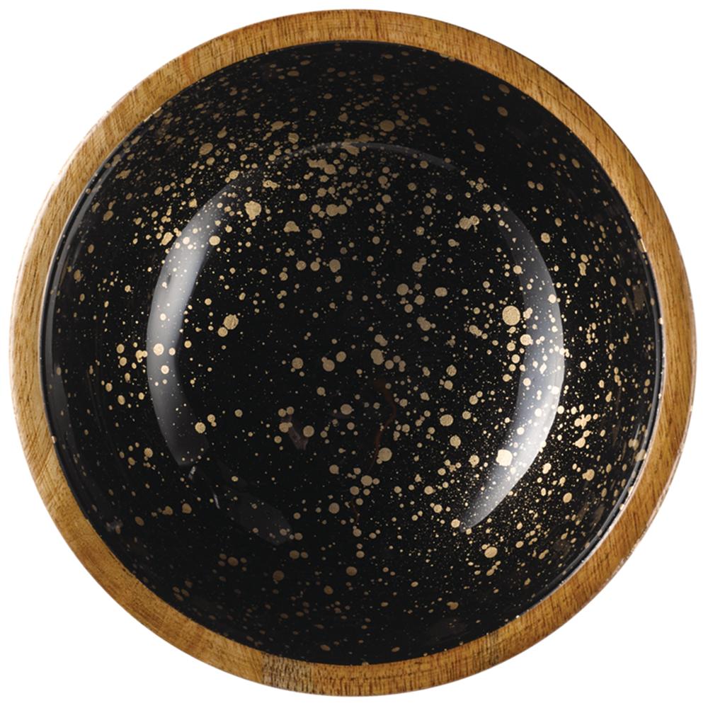 MANGO Schale - 0,8 l -  (Ø 20 x 7,5 cm) - Holz - Schwarz/Gold