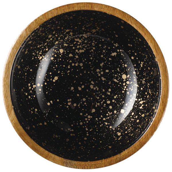 MANGO Schale - 0,8 l -  (Ø 20 x 7,5 cm) - Holz - Schwarz/Gold