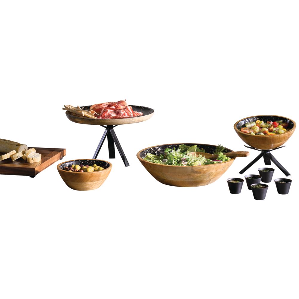 MANGO Schale - 0,8 l -  (Ø 20 x 7,5 cm) - Holz - Schwarz/Gold