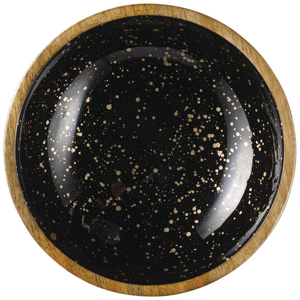 MANGO Schale - 1,1 l - (Ø 24 x 7,5 cm) - Holz - Schwarz/Gold