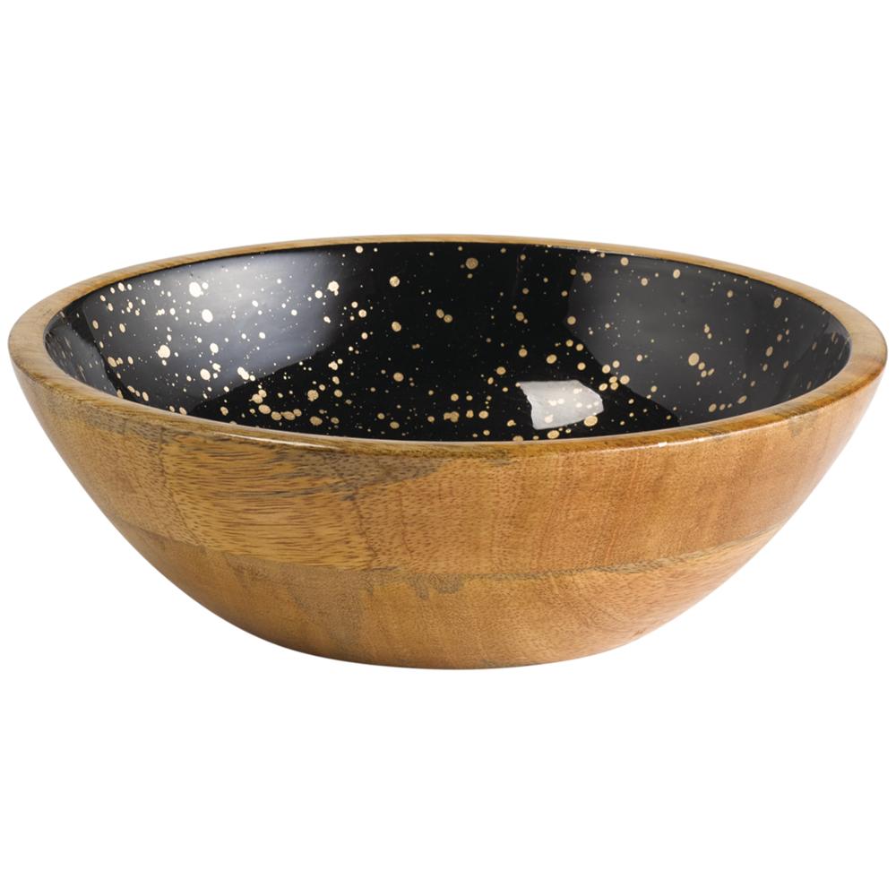 MANGO Schale - 1,1 l - (Ø 24 x 7,5 cm) - Holz - Schwarz/Gold