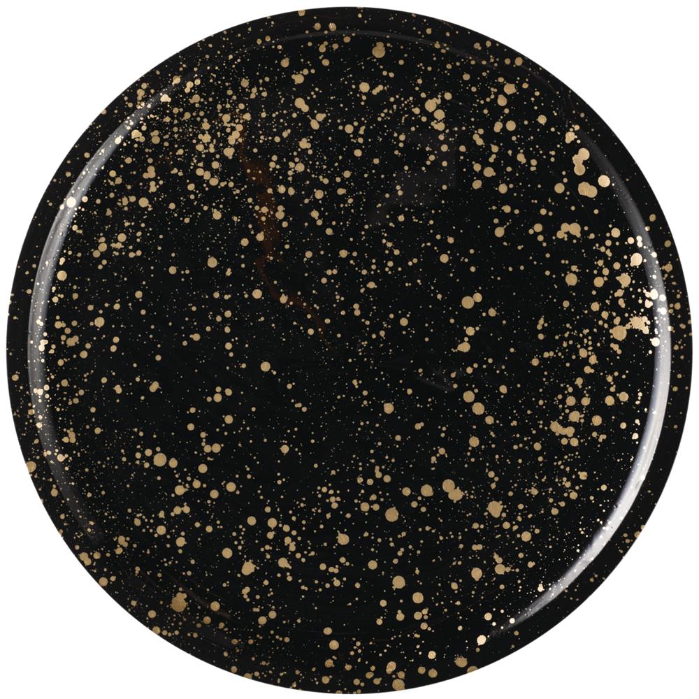 MANGO Tablett - (Ø 35,5 x 2,5 cm) - Holz -Schwarz/Gold