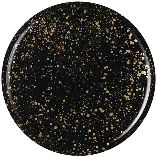 MANGO Tablett - (Ø 35,5 x 2,5 cm) - Holz -Schwarz/Gold