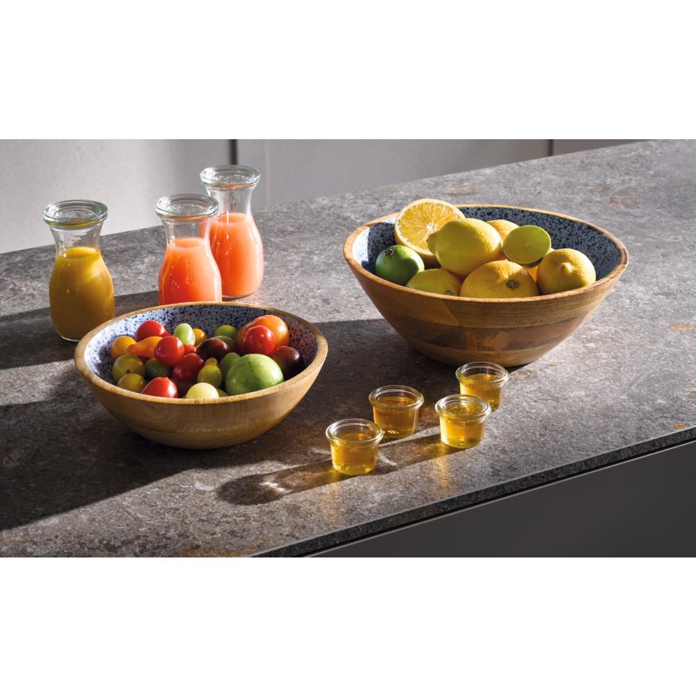 MANGO Schale - 1,1 l - (Ø 24 x 7,5 cm) - Holz - Weiß/Blau