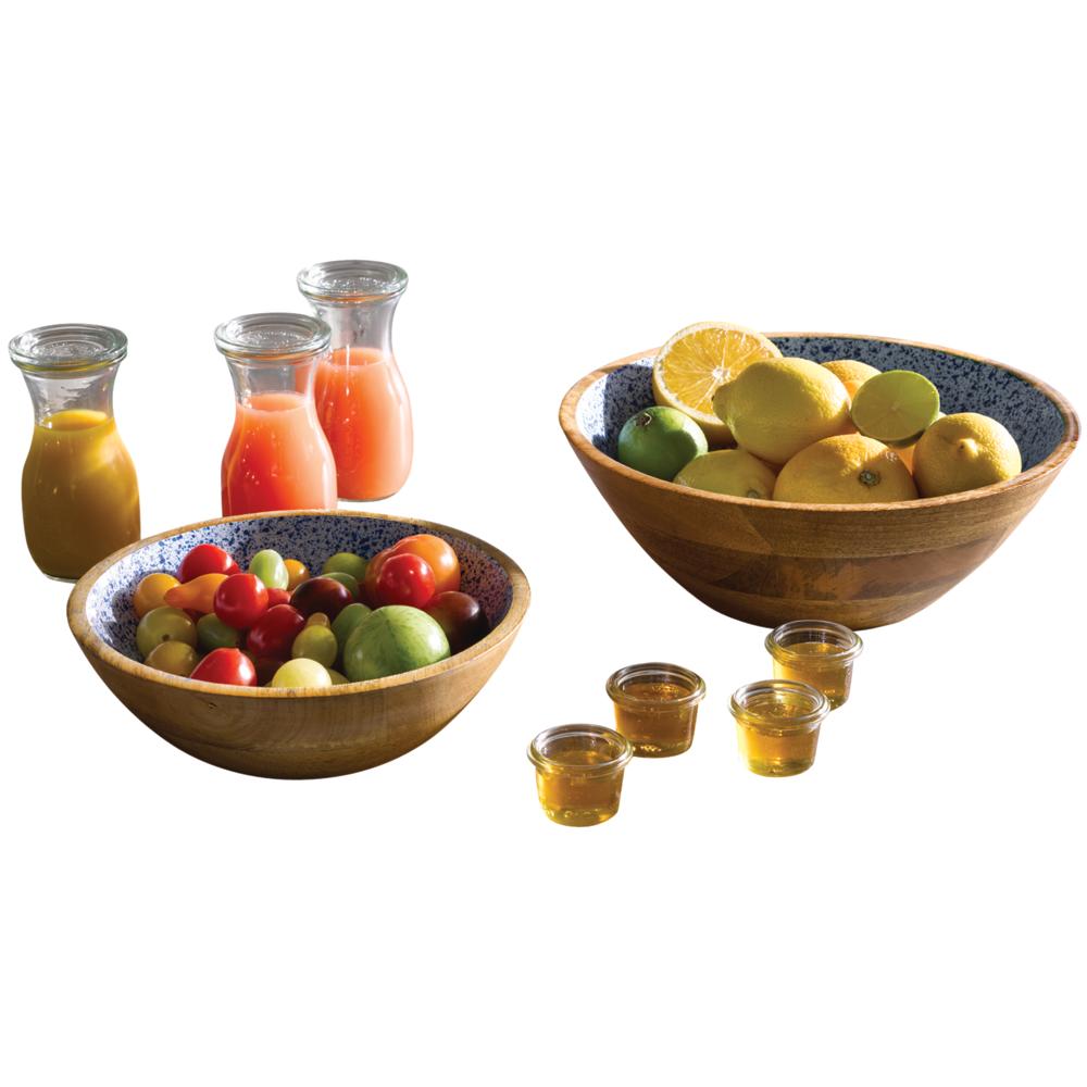 MANGO Schale - 1,1 l - (Ø 24 x 7,5 cm) - Holz - Weiß/Blau