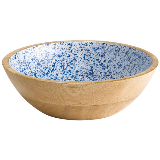 MANGO Schale - 1,1 l - (Ø 24 x 7,5 cm) - Holz - Weiß/Blau
