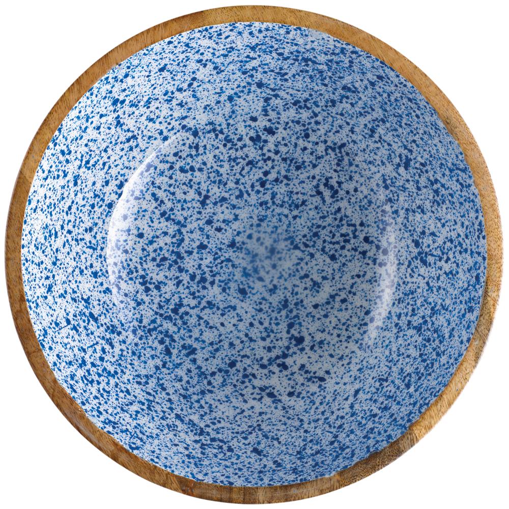 MANGO Schale - 3 l - (Ø 30 x 10,5 cm) - Holz - Weiß/Blau