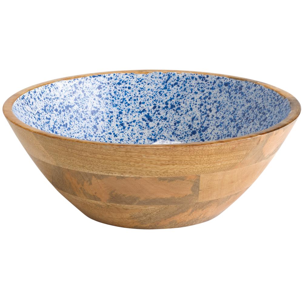 MANGO Schale - 3 l - (Ø 30 x 10,5 cm) - Holz - Weiß/Blau