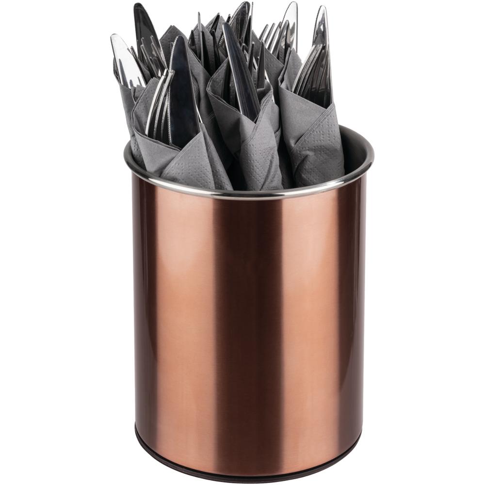 Besteckbehälter - (Ø 13 x 16,5 cm) - Edelstahl - Kupfer
