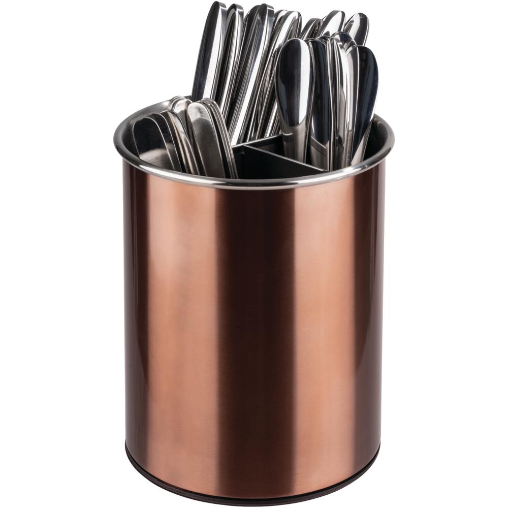 Besteckbehälter - (Ø 13 x 16,5 cm) - Edelstahl - Kupfer