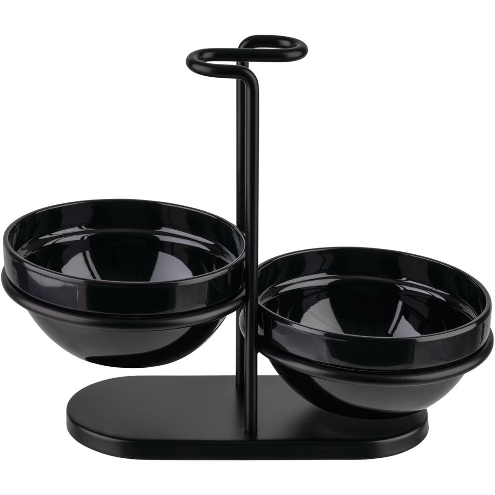 Löffelablage mit 2 Schalen - 23,5 x 12,5 x 19 cm - Schwarz