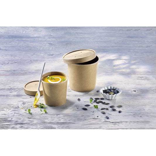 SOUP TO GO Deckel Pappe/PLA f. Becher 350 ml (25 Stück)