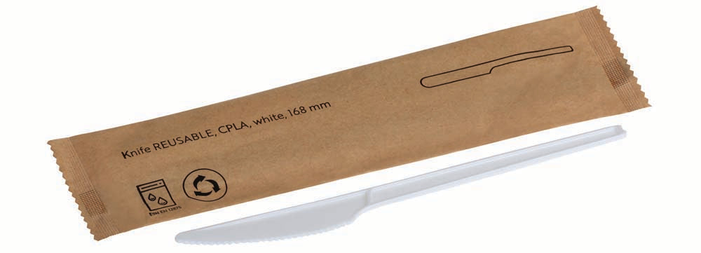 REUSEABLE Messer 16,8 cm - CPLA - Natur-Weiß (einzeln gehüllt - 500 Stück)