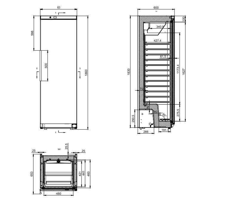 ECOLINE Lagerkühlschrank ABS - 305 l