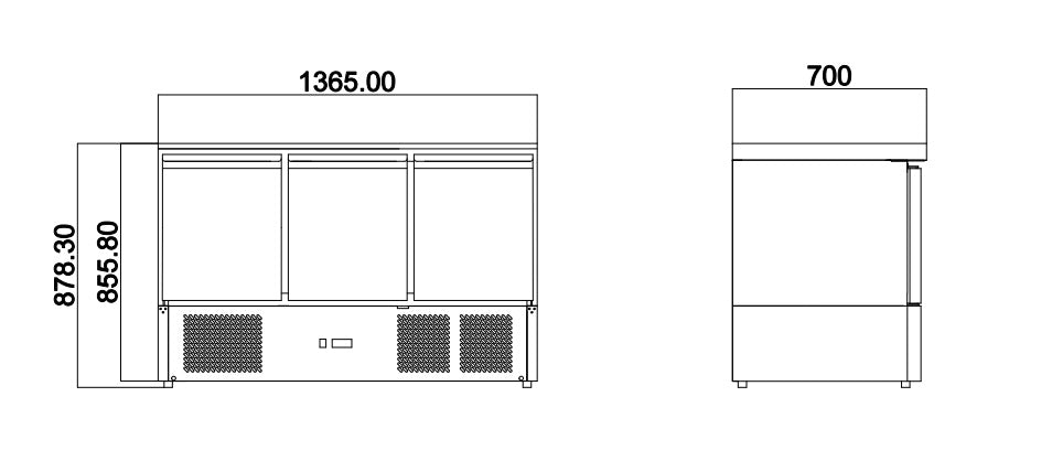 ECOLINE 700 Kühltisch Mini - 3-fach - 368 l (230 V)