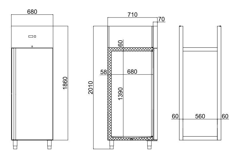 ECOLINE 700 Gastro Edelstahl-Tiefkühlschrank 1-türig GN 1/1 -429 l