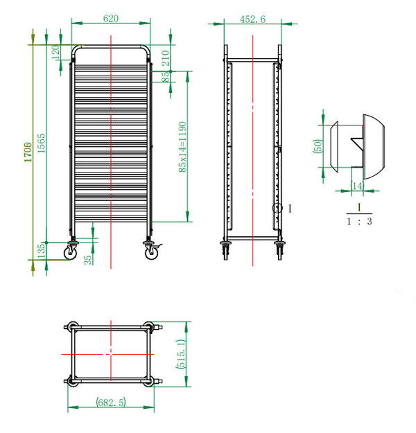 ECOLINE Regalwagen für 15 x EN 60 x 40