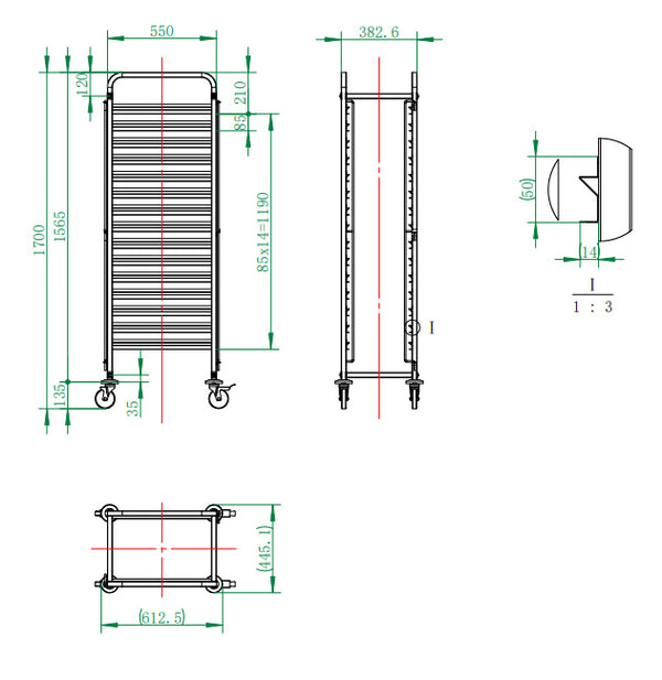 ECOLINE Regalwagen für 15 x GN 1/1