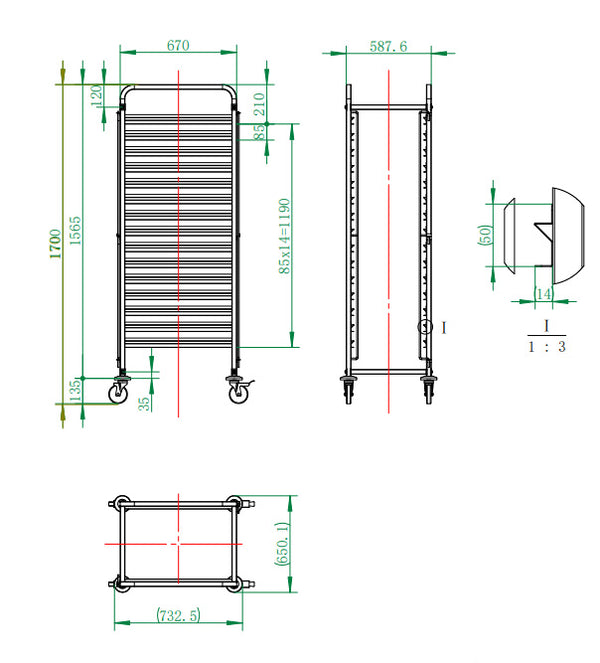ECOLINE Regalwagen für 15 x GN 2/1