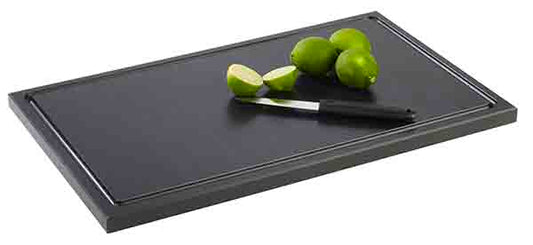 BAR Schneidebrett - 50x30x2cm - Schwarz - PE mit Ablaufrinne