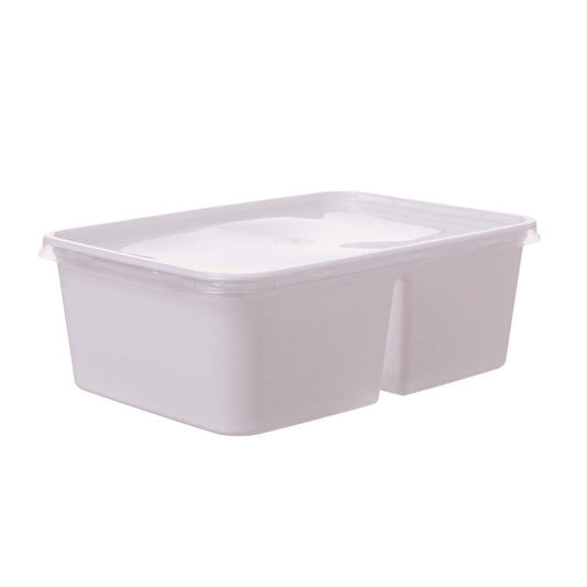 Menüschale - PP - 17,5 x 11,9 x 6 cm - 750 ml - Weiß - 2-geteilt  (500 Stück)