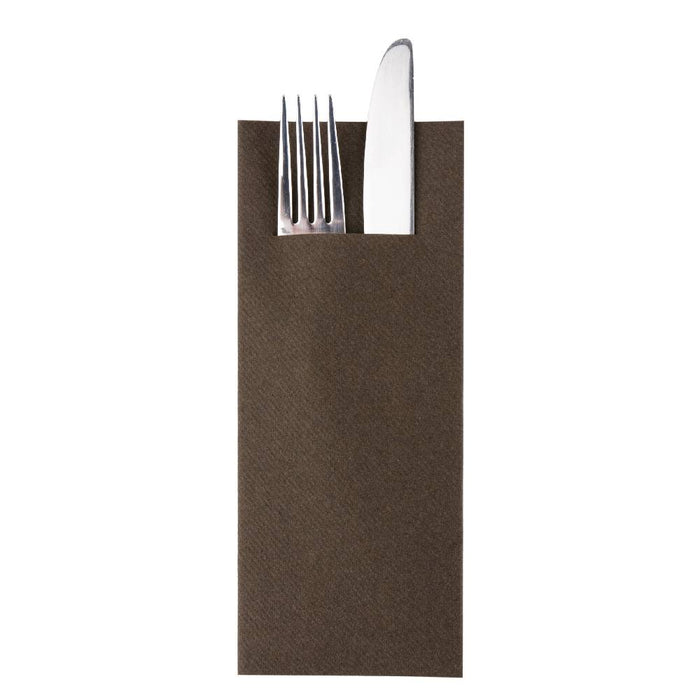 AIRLAID Bestecktaschen - 40 x 33 cm - 1/8  Falz - Braun (75 Stück)